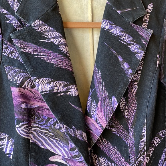 Just Cavalli Feather Print Denim Jacket - Picture 6 of 12